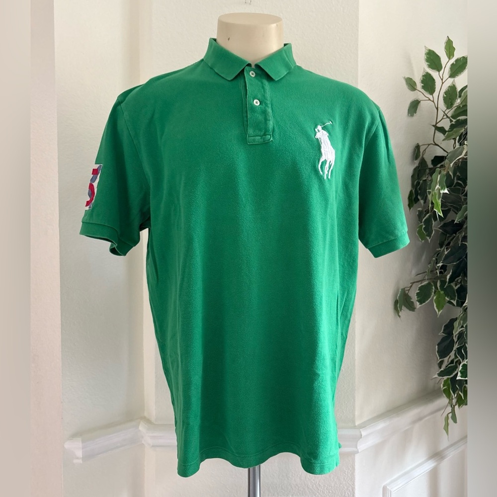 Polo Ralph Lauren Green Polo Big Pony Rugby Preppy #5 Shirt